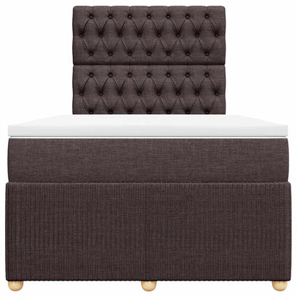 vidaXL Lit tapissier avec matelas Marron foncé 120x200 cm Tissu