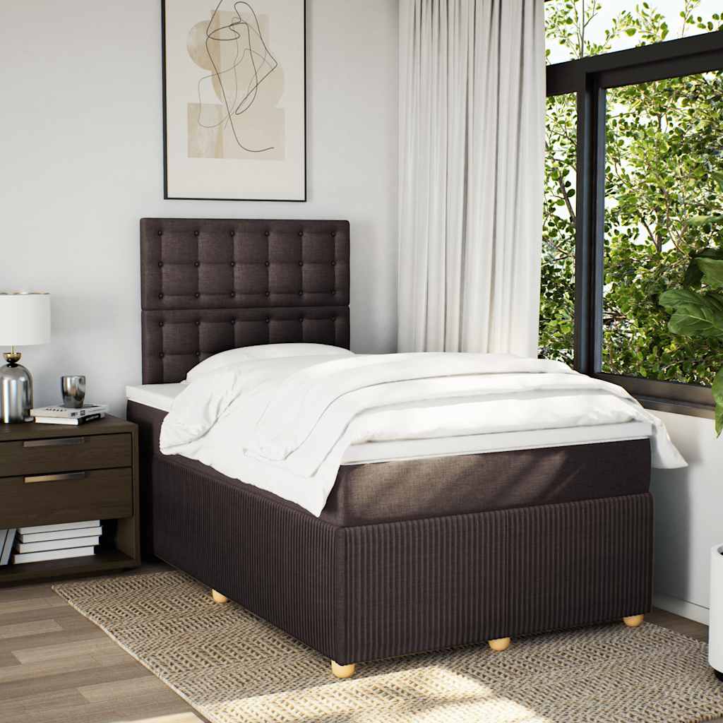 vidaXL Lit tapissier avec matelas Marron foncé 120x200 cm Tissu