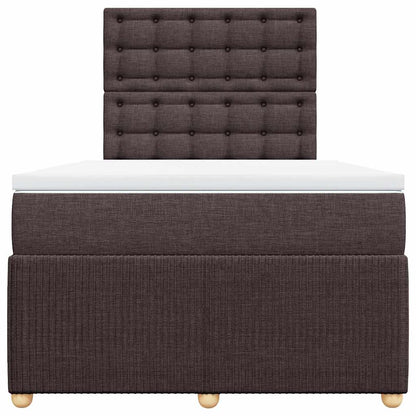 vidaXL Lit tapissier avec matelas Marron foncé 120x200 cm Tissu
