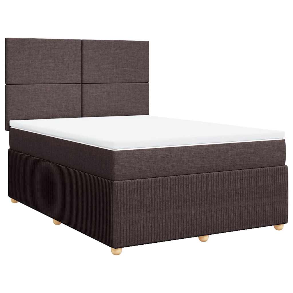 vidaXL Lit tapissier avec matelas Marron foncé 140x200 cm Tissu
