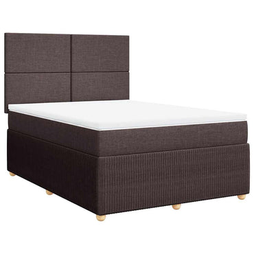 vidaXL Lit tapissier avec matelas Marron foncé 140x200 cm Tissu