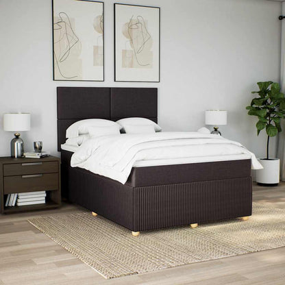 vidaXL Lit tapissier avec matelas Marron foncé 140x200 cm Tissu