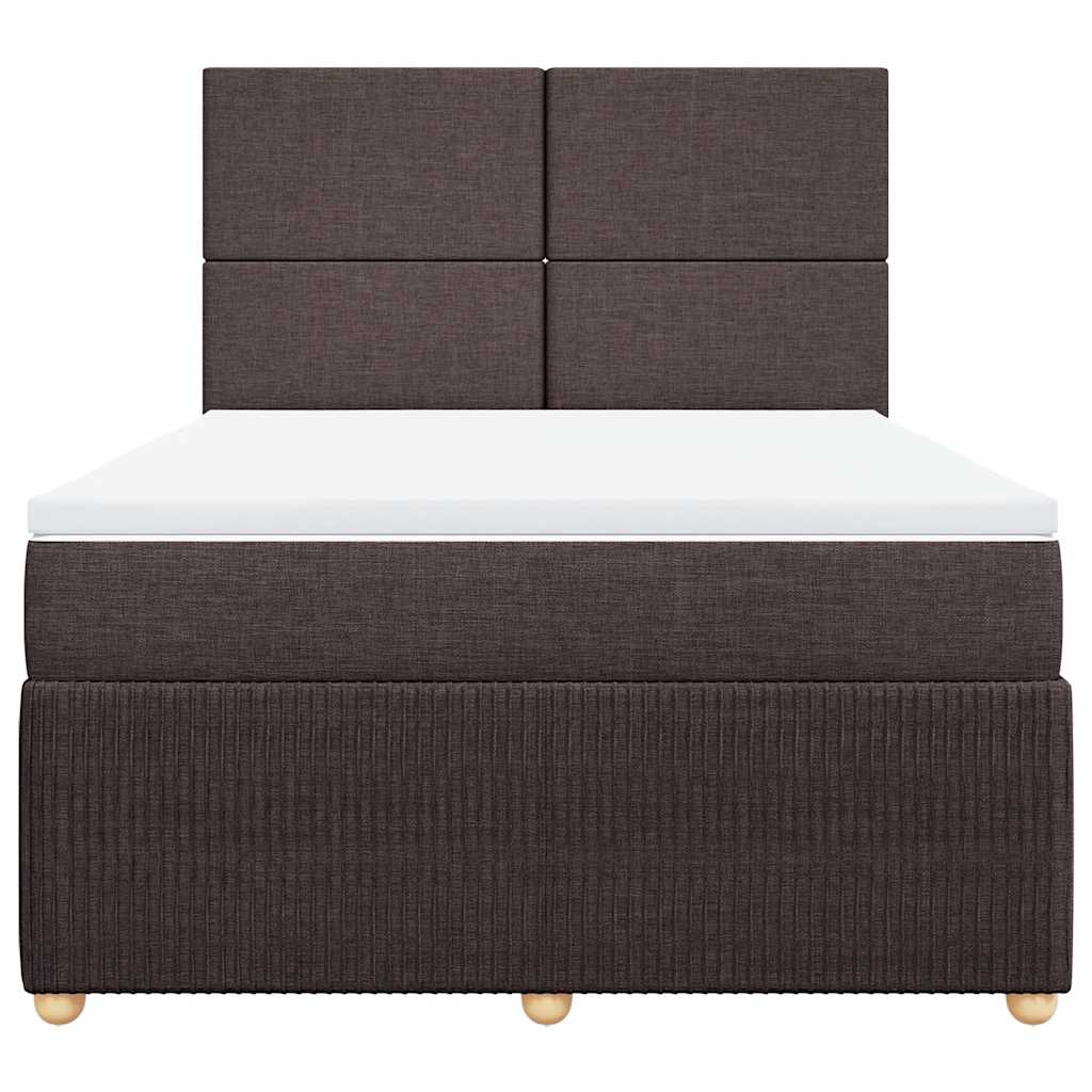 vidaXL Lit tapissier avec matelas Marron foncé 140x200 cm Tissu
