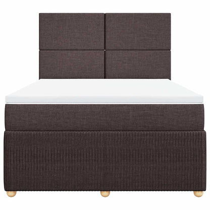 vidaXL Lit tapissier avec matelas Marron foncé 140x200 cm Tissu