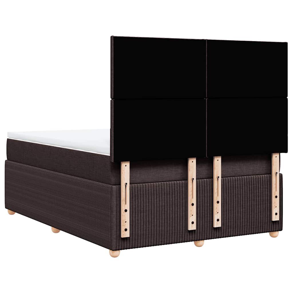 vidaXL Lit tapissier avec matelas Marron foncé 140x200 cm Tissu