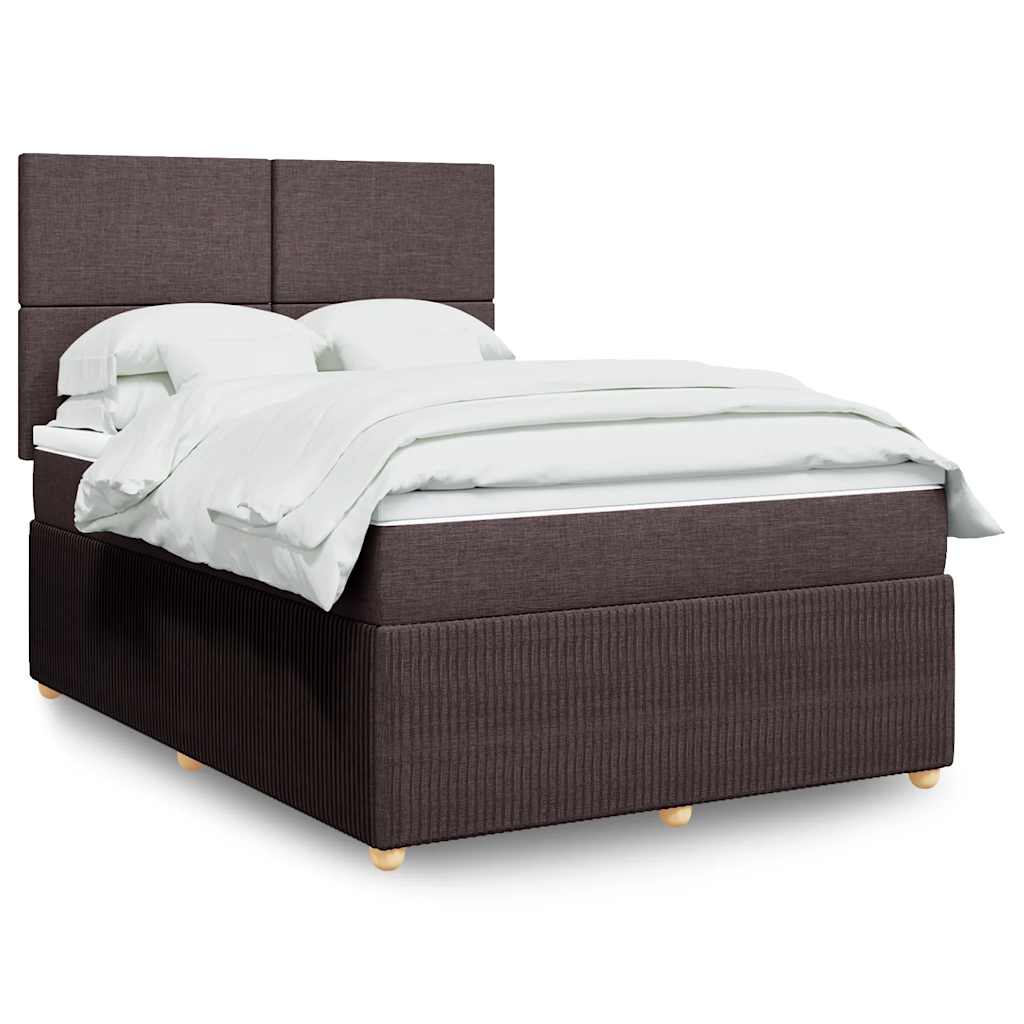 vidaXL Lit tapissier avec matelas Marron foncé 140x200 cm Tissu