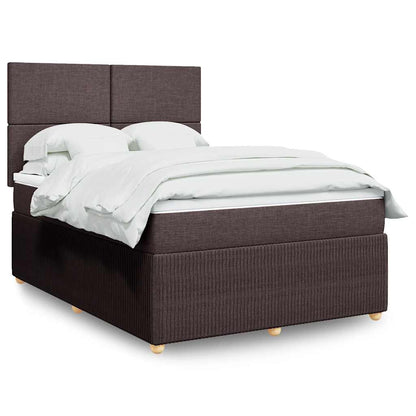vidaXL Lit tapissier avec matelas Marron foncé 140x200 cm Tissu
