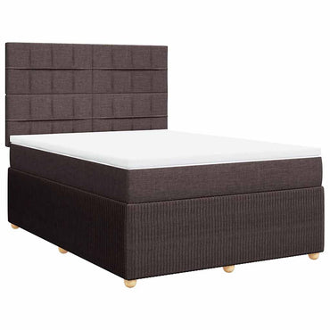 vidaXL Lit tapissier avec matelas Marron foncé 140x200 cm Tissu