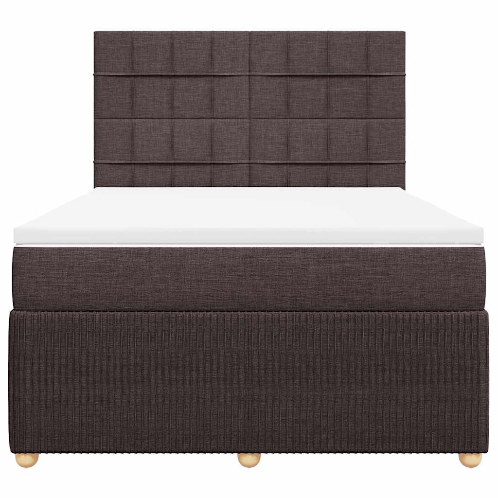 vidaXL Lit tapissier avec matelas Marron foncé 140x200 cm Tissu