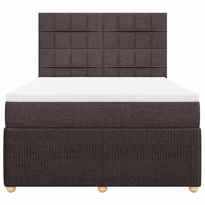 vidaXL Lit tapissier avec matelas Marron foncé 140x200 cm Tissu