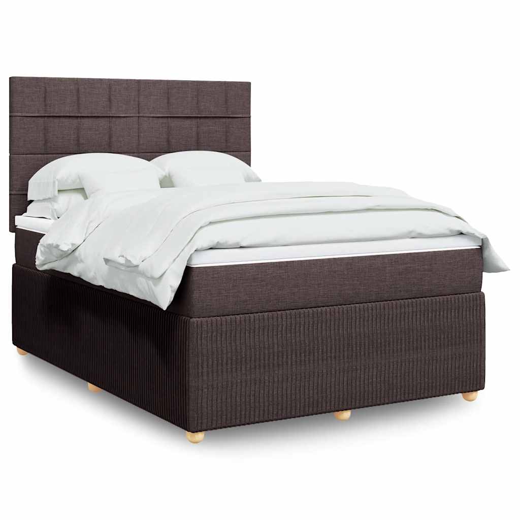vidaXL Lit tapissier avec matelas Marron foncé 140x200 cm Tissu