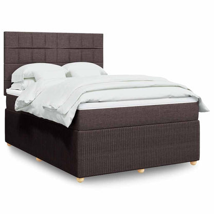vidaXL Lit tapissier avec matelas Marron foncé 140x200 cm Tissu