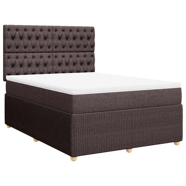 vidaXL Lit tapissier avec matelas Marron foncé 140x200 cm Tissu