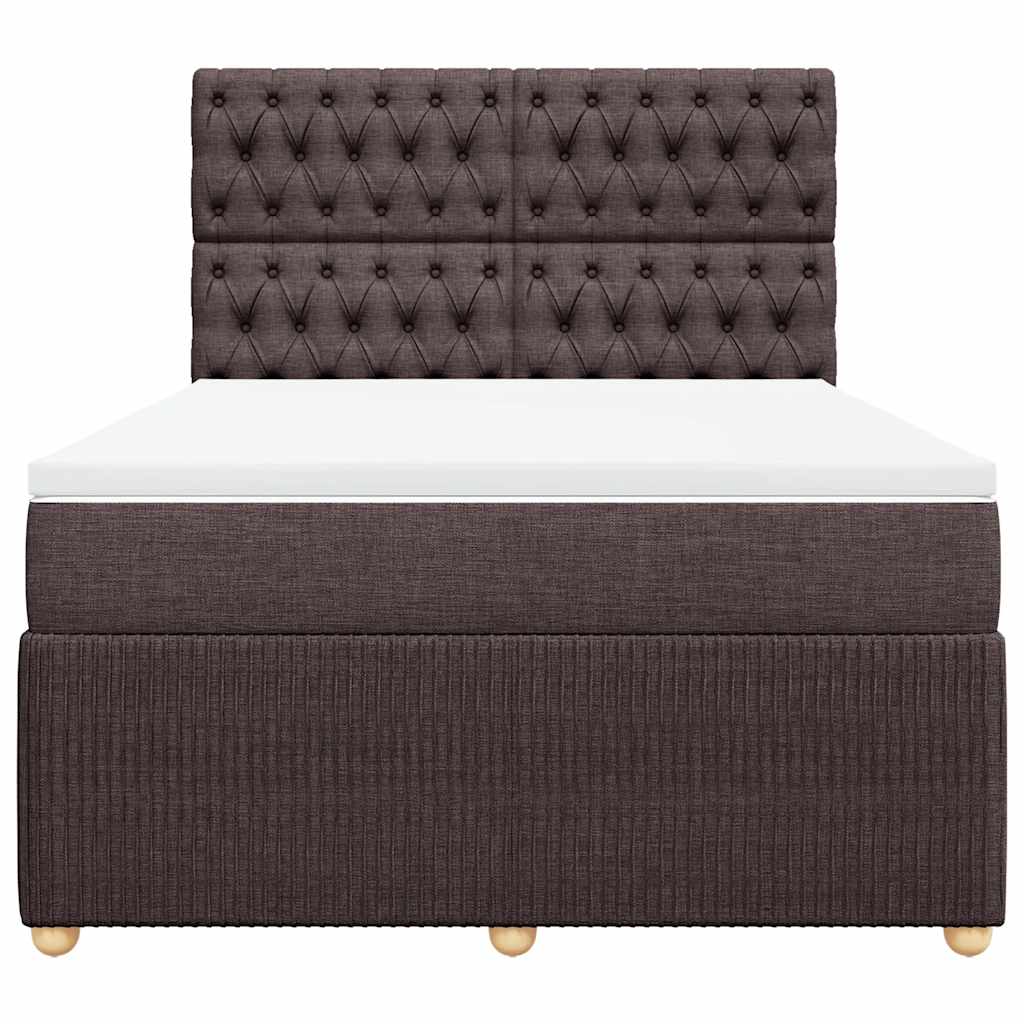 vidaXL Lit tapissier avec matelas Marron foncé 140x200 cm Tissu