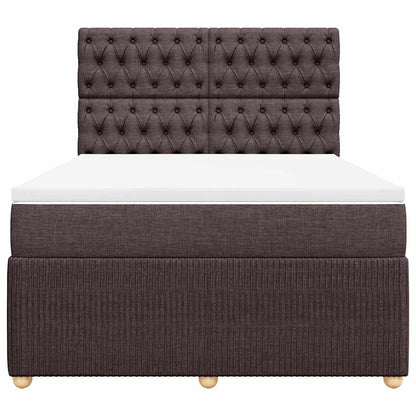 vidaXL Lit tapissier avec matelas Marron foncé 140x200 cm Tissu