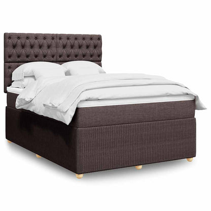 vidaXL Lit tapissier avec matelas Marron foncé 140x200 cm Tissu