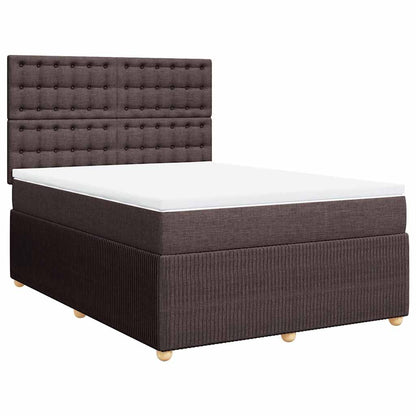 vidaXL Lit tapissier avec matelas Marron foncé 140x200 cm Tissu