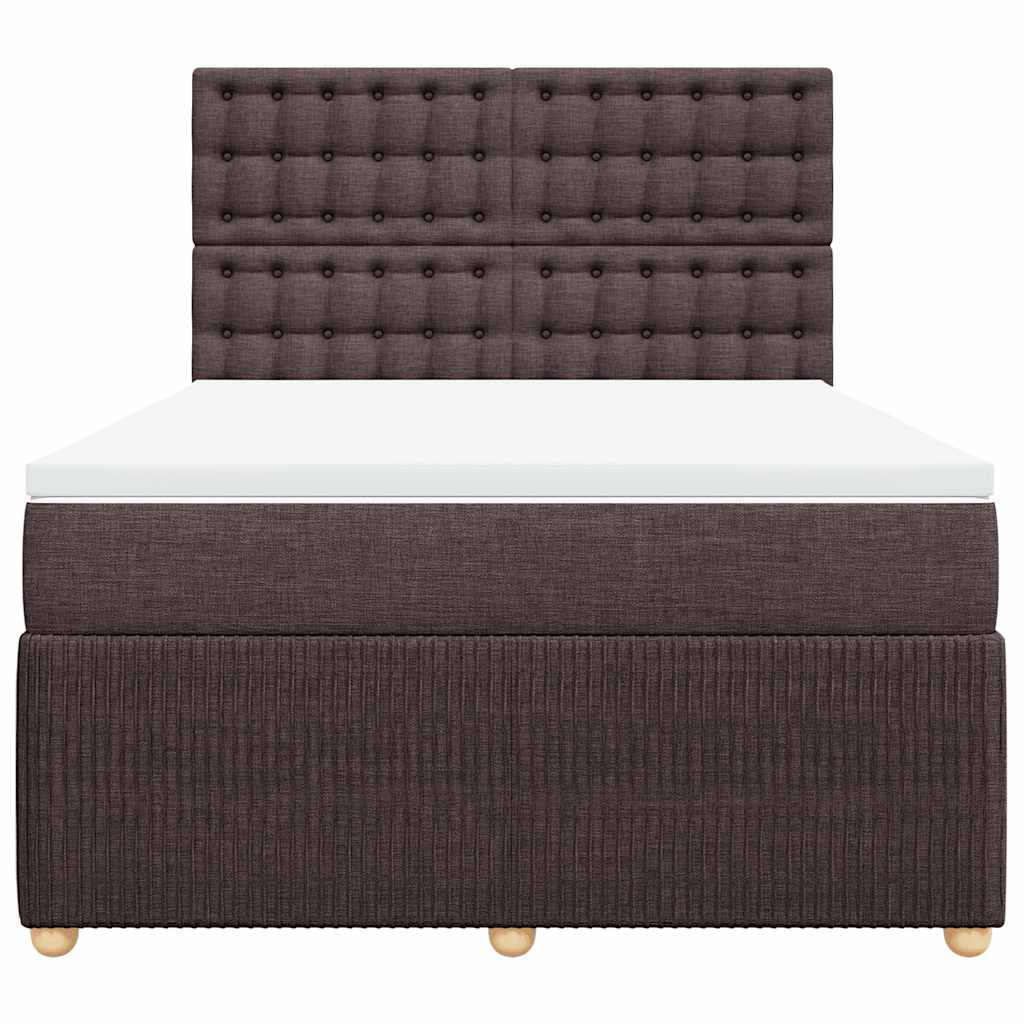 vidaXL Lit tapissier avec matelas Marron foncé 140x200 cm Tissu