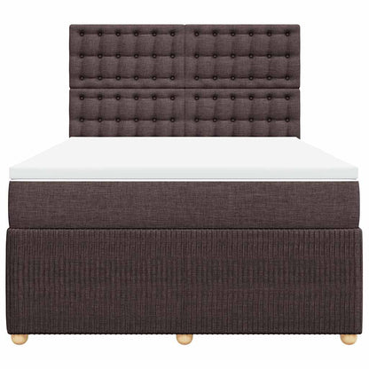 vidaXL Lit tapissier avec matelas Marron foncé 140x200 cm Tissu