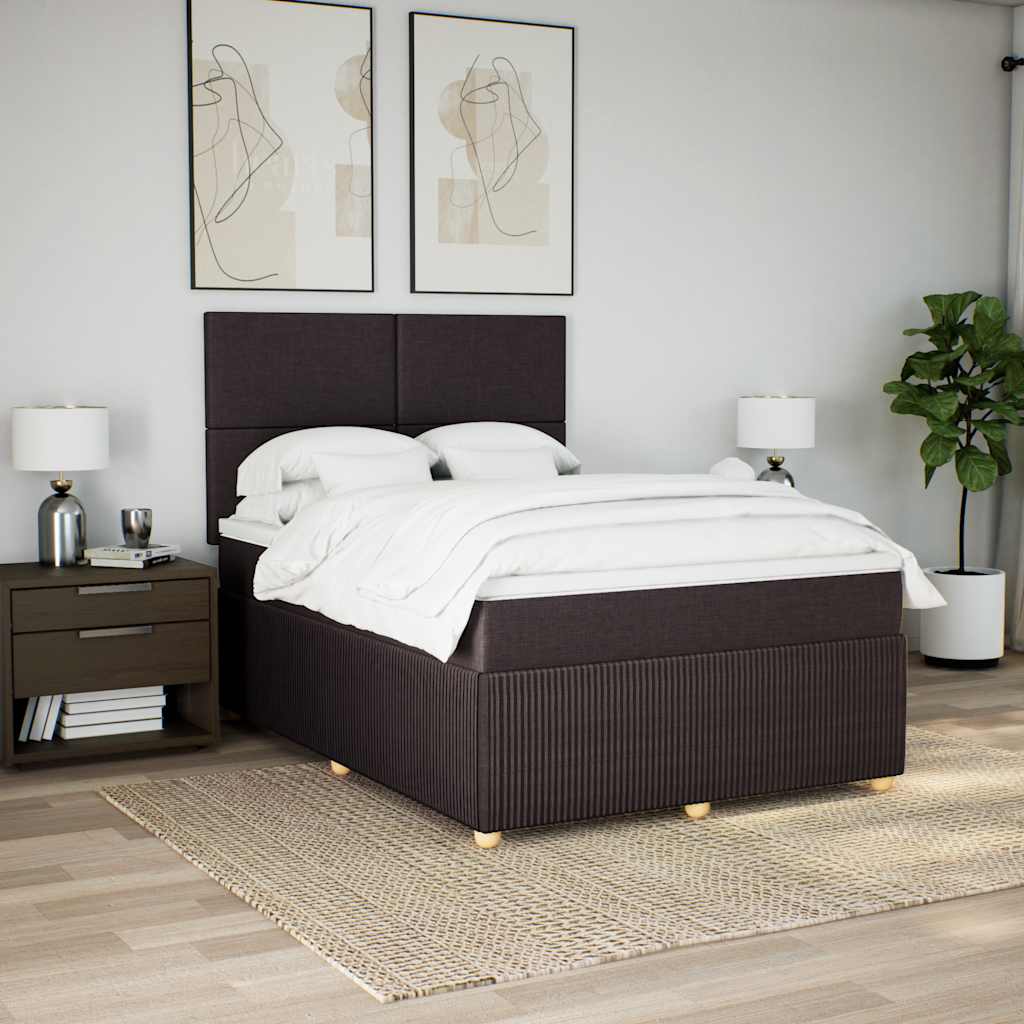 vidaXL Boxspringbett mit Matratze Dunkelbraun 160x200 cm Stoff