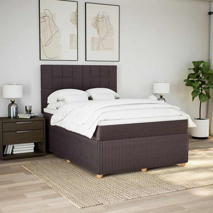 vidaXL Boxspringbett mit Matratze Dunkelbraun 160x200 cm Stoff