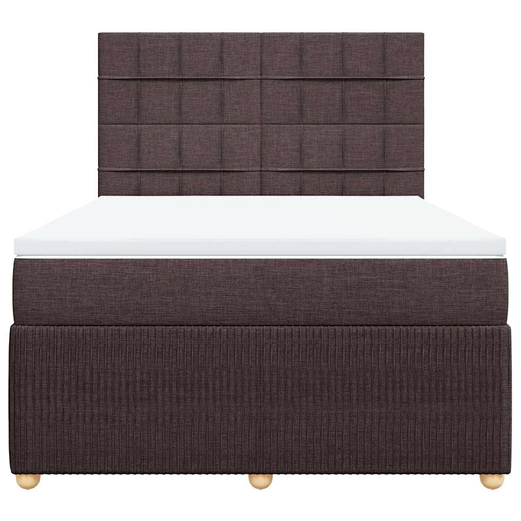 vidaXL Boxspringbett mit Matratze Dunkelbraun 160x200 cm Stoff