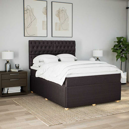 vidaXL Boxspringbett mit Matratze Dunkelbraun 160x200 cm Stoff