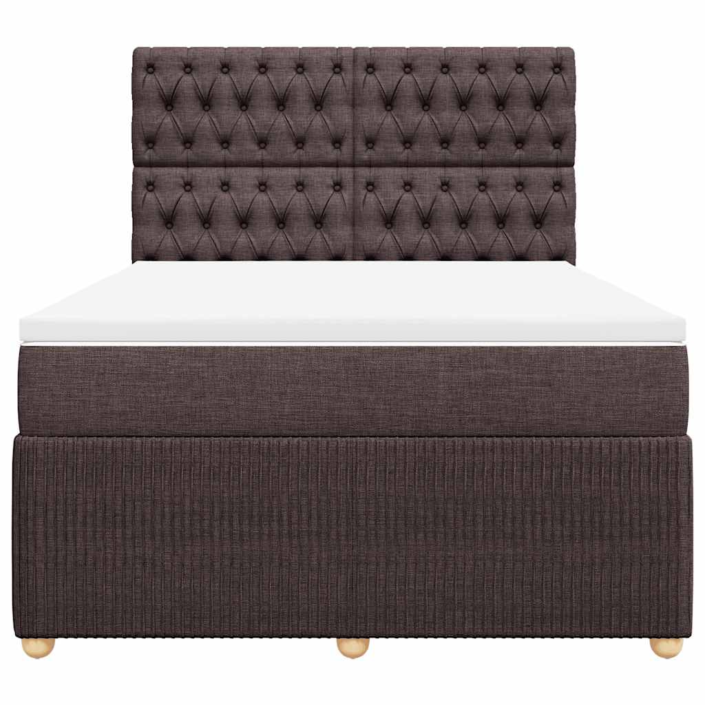 vidaXL Boxspringbett mit Matratze Dunkelbraun 160x200 cm Stoff
