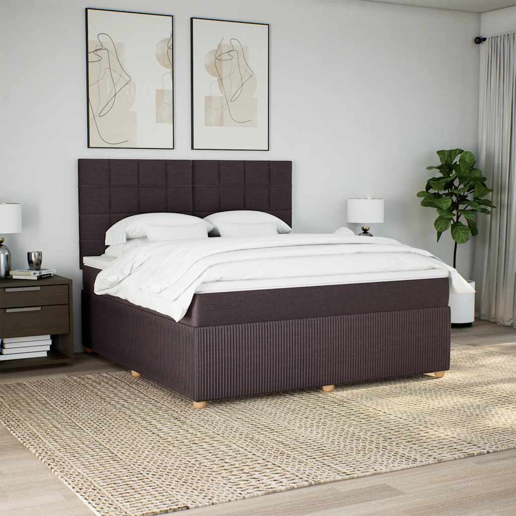 vidaXL Lit coffre avec matelas marron foncé 180x200 cm Tissu