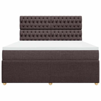 vidaXL Boxspringbett mit Matratze Dunkelbraun 180x200 cm Stoff
