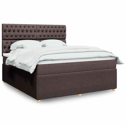 vidaXL Boxspringbett mit Matratze Dunkelbraun 180x200 cm Stoff