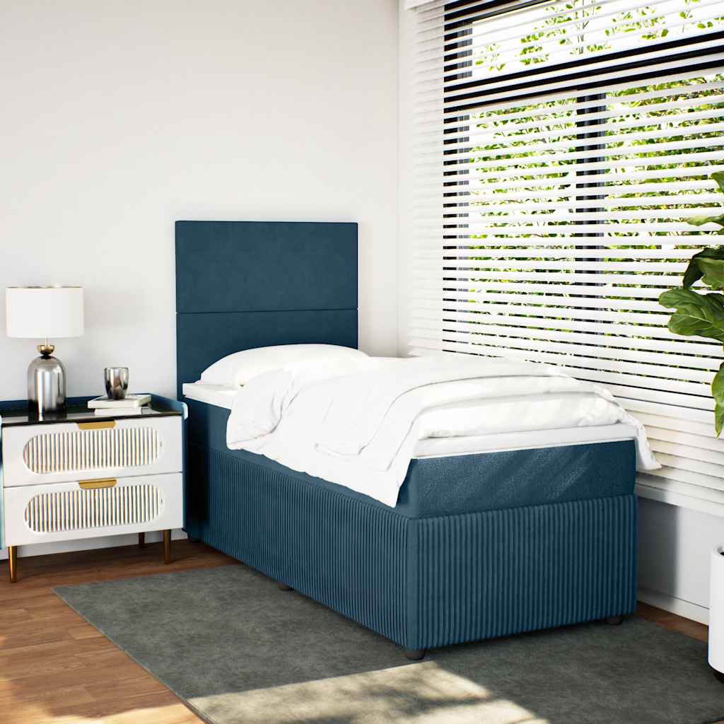 vidaXL Boxspringbett mit Matratze Dunkelblau 80x200 cm Samt