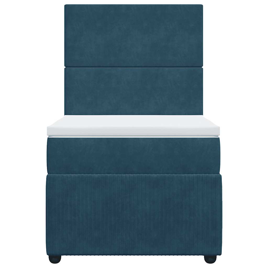 vidaXL Boxspringbett mit Matratze Dunkelblau 80x200 cm Samt