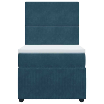 vidaXL Boxspringbett mit Matratze Dunkelblau 80x200 cm Samt