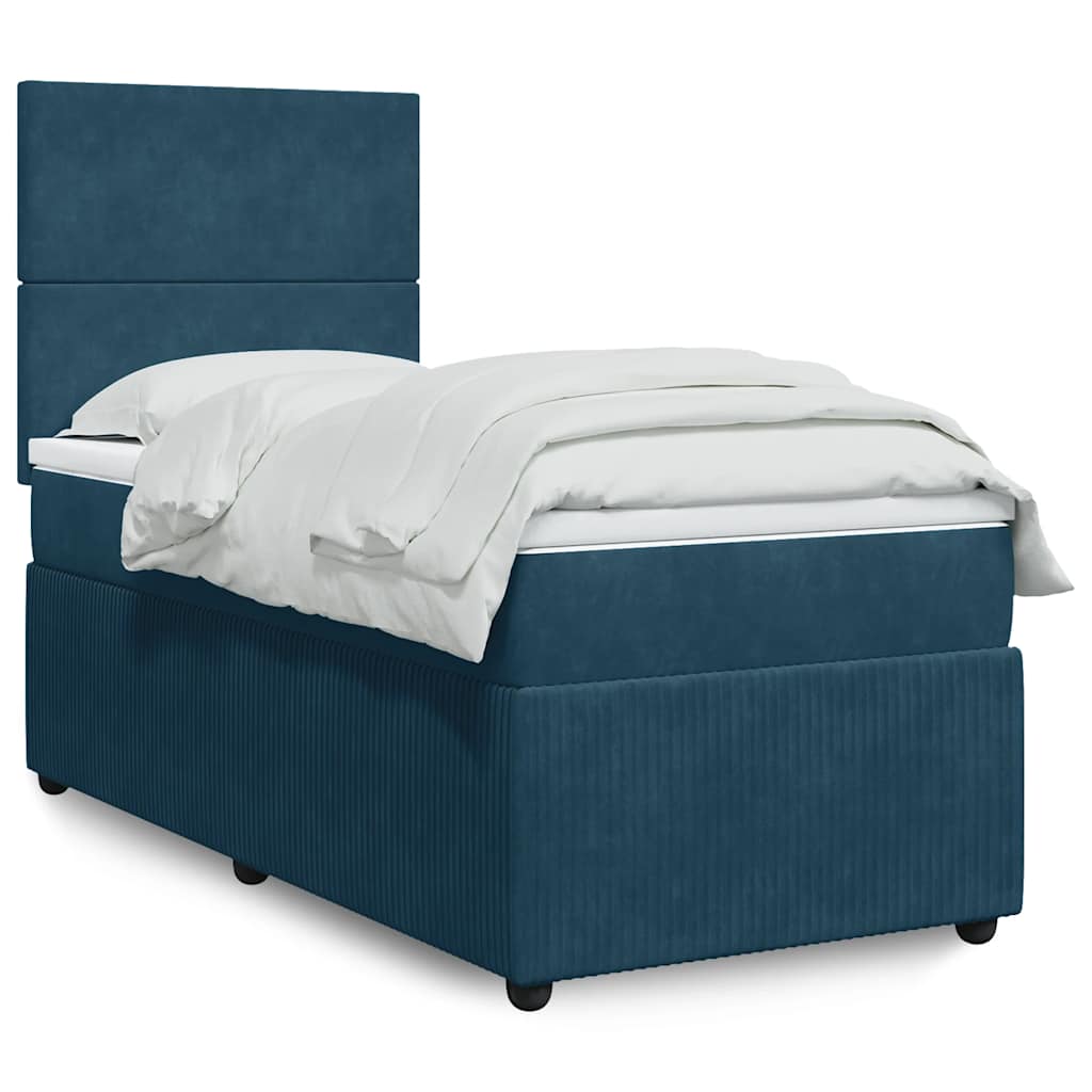 vidaXL Boxspringbett mit Matratze Dunkelblau 80x200 cm Samt