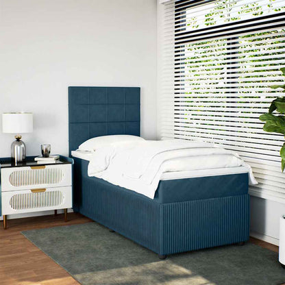 vidaXL Boxspringbett mit Matratze Dunkelblau 80x200 cm Samt