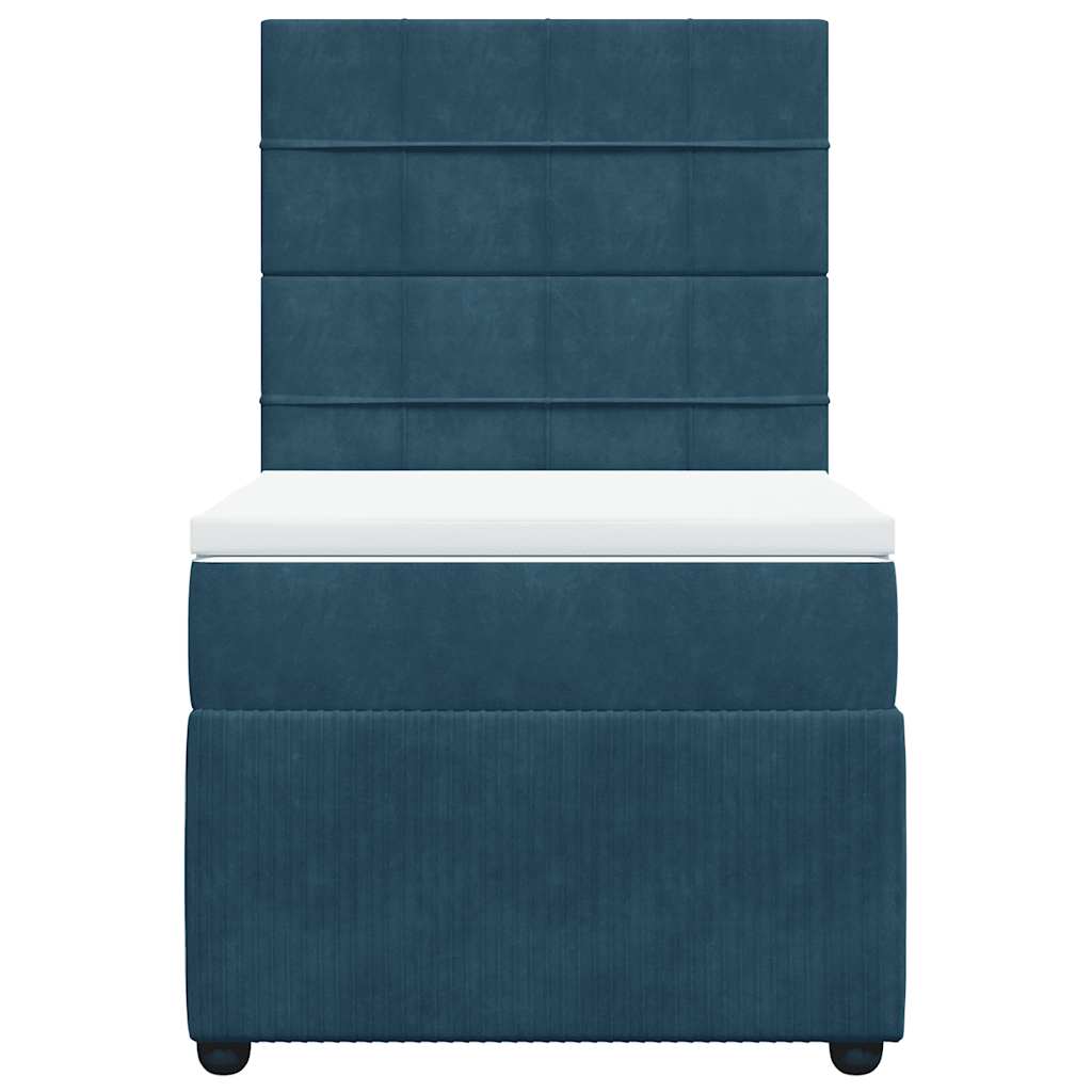 vidaXL Boxspringbett mit Matratze Dunkelblau 80x200 cm Samt