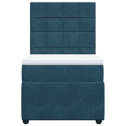 vidaXL Boxspringbett mit Matratze Dunkelblau 80x200 cm Samt