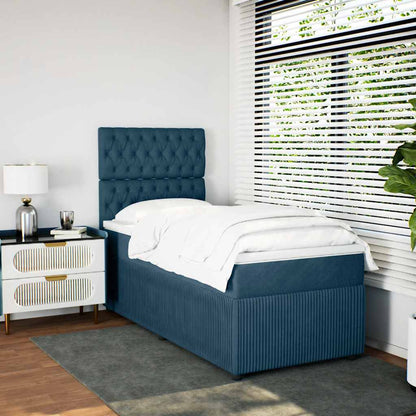 vidaXL Boxspringbett mit Matratze Dunkelblau 80x200 cm Samt