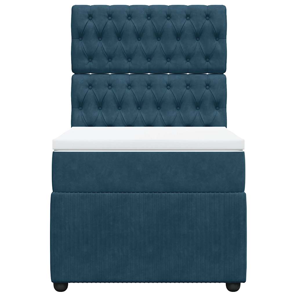 vidaXL Boxspringbett mit Matratze Dunkelblau 80x200 cm Samt