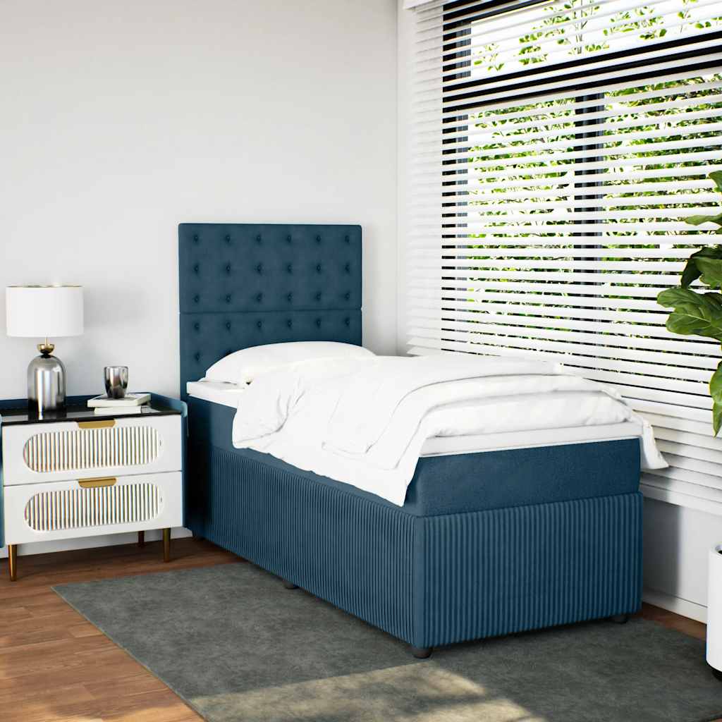 vidaXL Boxspringbett mit Matratze Dunkelblau 80x200 cm Samt