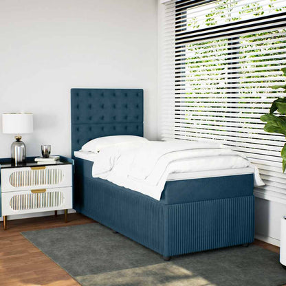 vidaXL Boxspringbett mit Matratze Dunkelblau 80x200 cm Samt