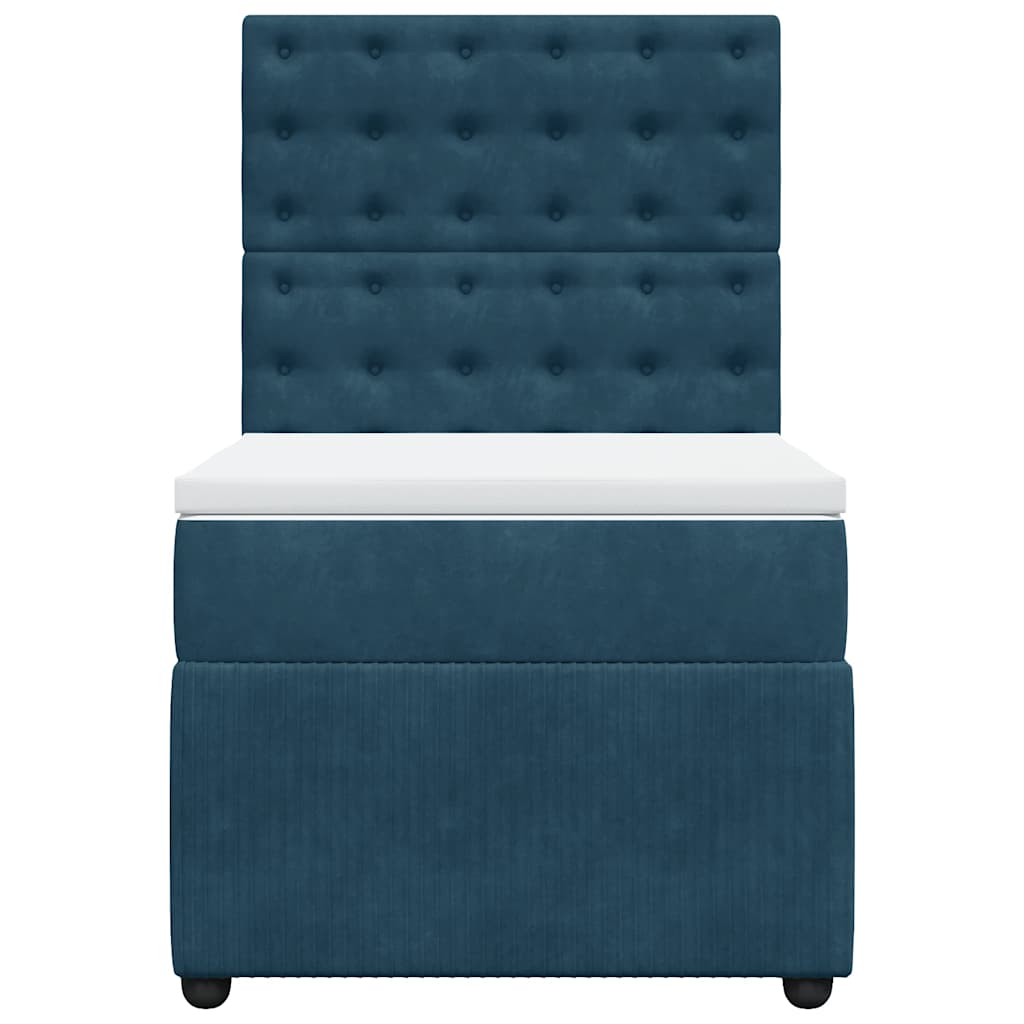 vidaXL Boxspringbett mit Matratze Dunkelblau 80x200 cm Samt