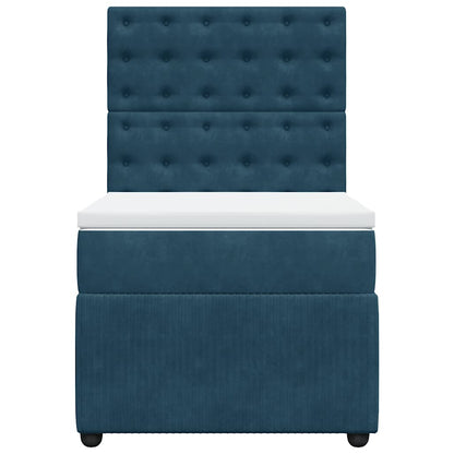 vidaXL Boxspringbett mit Matratze Dunkelblau 80x200 cm Samt