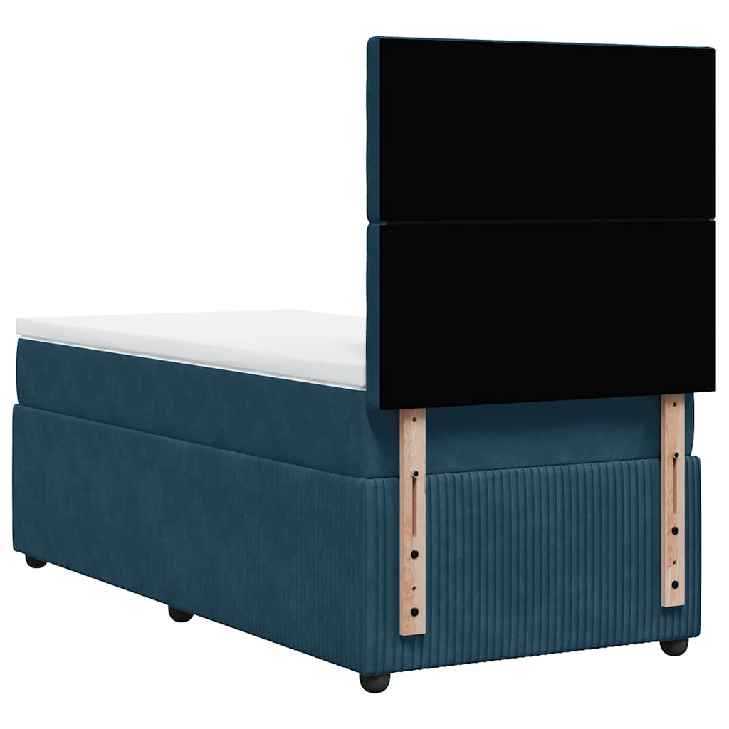 vidaXL Boxspringbett mit Matratze Dunkelblau 80x200 cm Samt