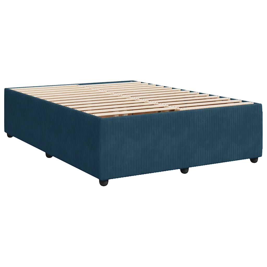 Boxspringbett mit Matratze Dunkelblau 160x200 cm Samt