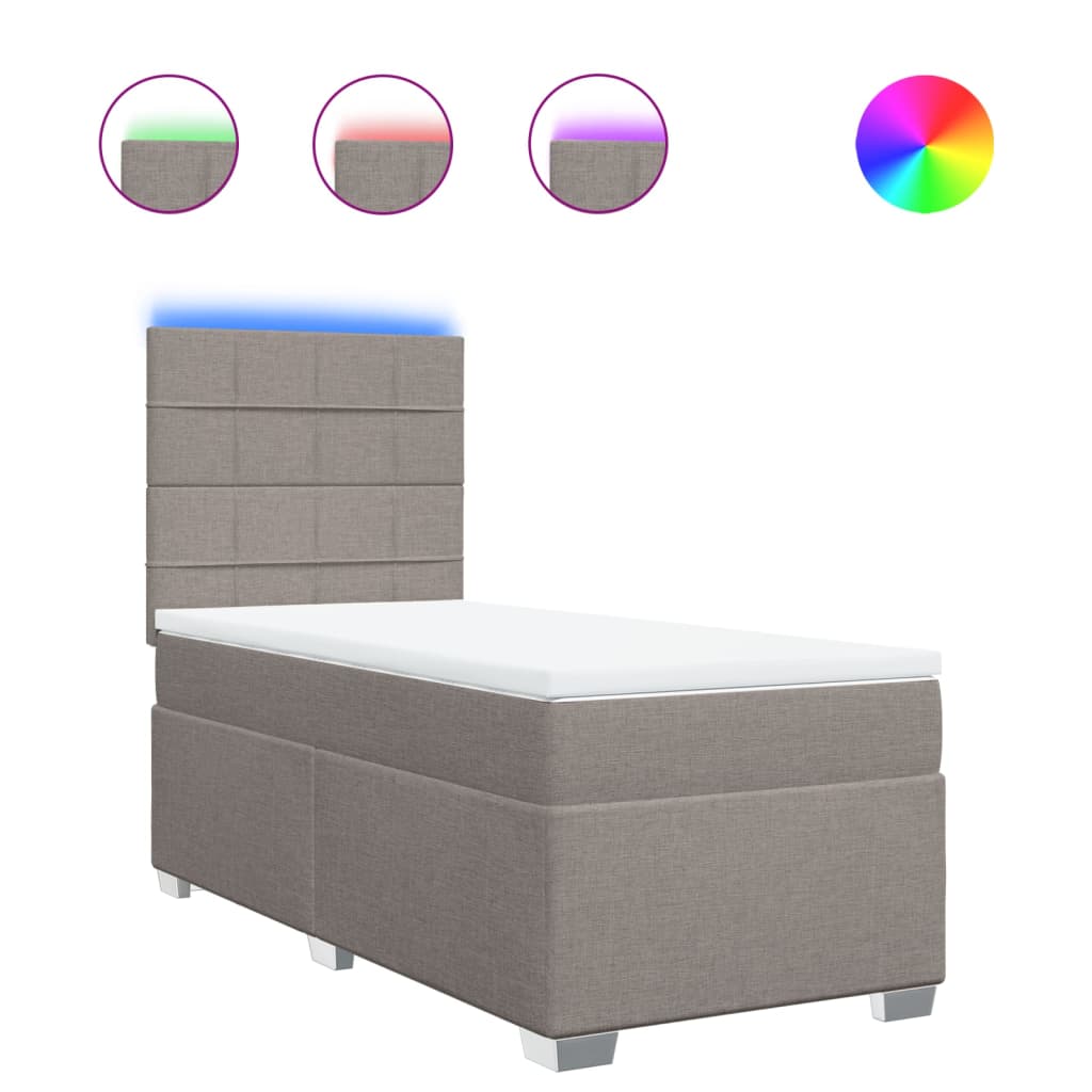 vidaXL Boxspringbett mit Matratze Taupe 80x200 cm Stoff