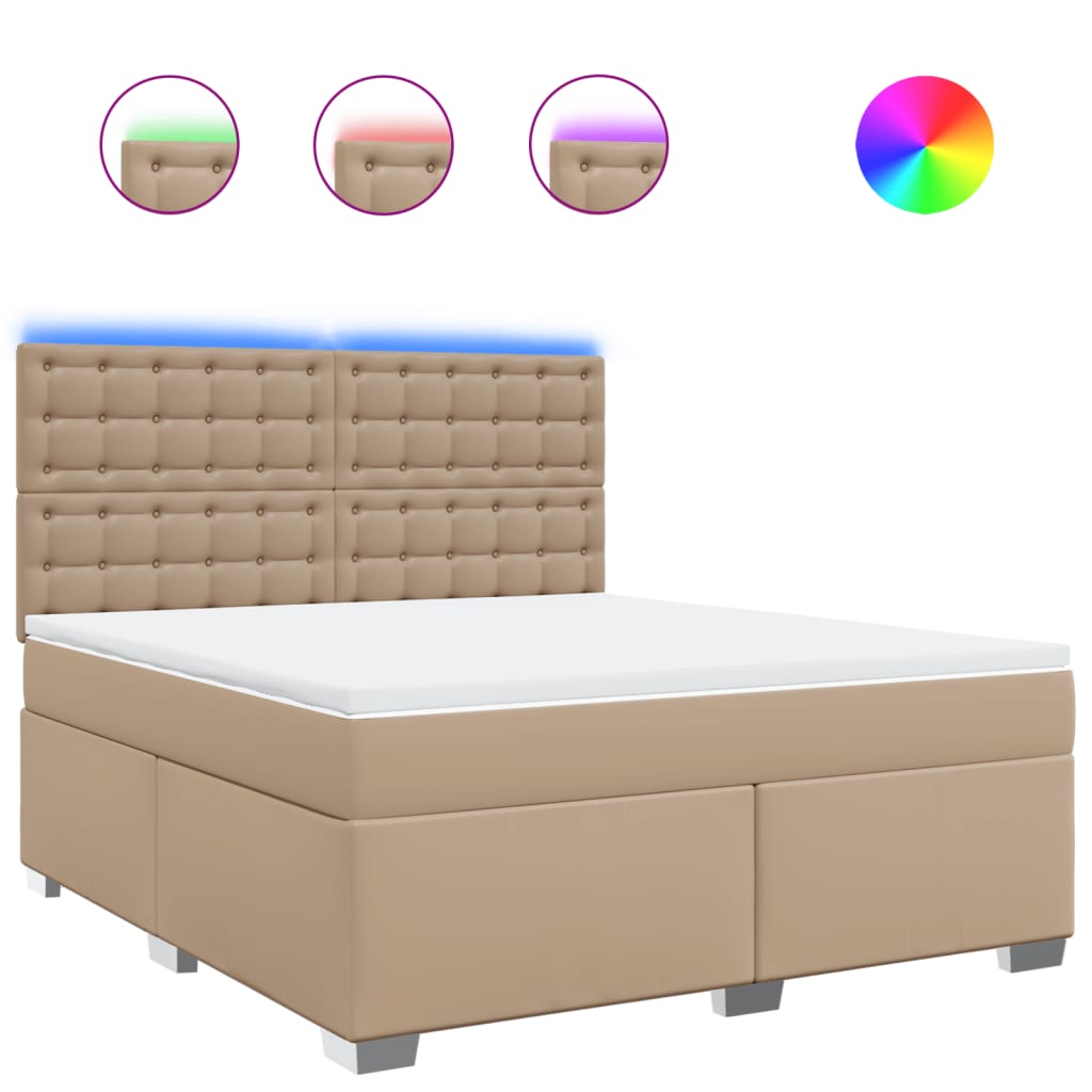 Boxspringbett Matratze Cappuccino-Braun 180x200 cm Kunstleder