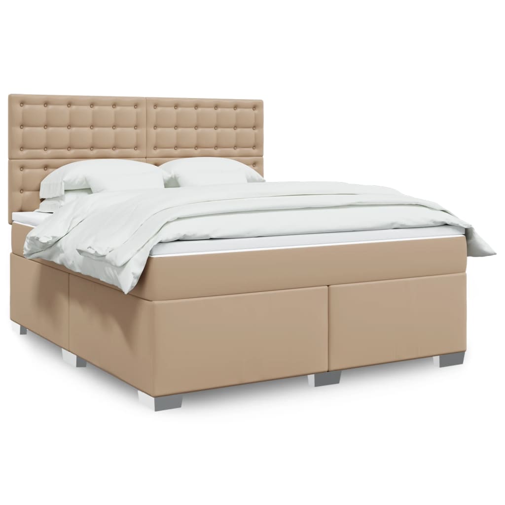 Boxspringbett Matratze Cappuccino-Braun 180x200 cm Kunstleder