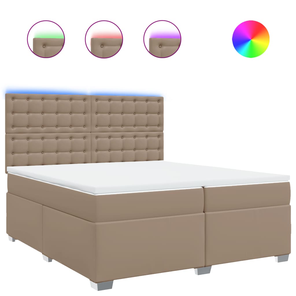 vidaXL Boxspringbett Matratze Cappuccino-Braun 200x200cm Kunstleder